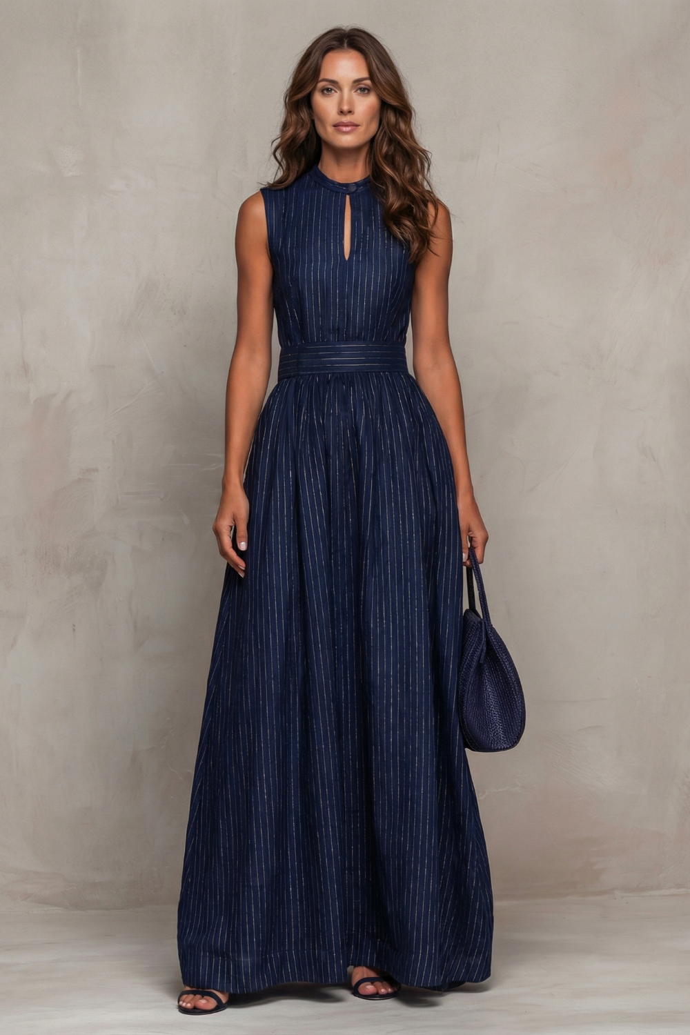 Seravelle – Striped elegant keyhole – Wide leg jumpsuit