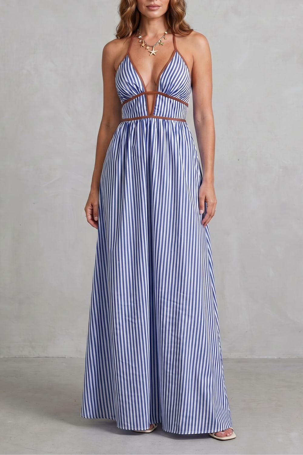 Serelisse – Striped backless silhouette – Maxi dress