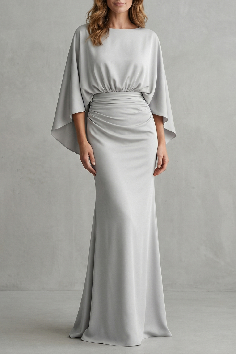 Silvarelle – Draped batwing elegance – Maxi dress