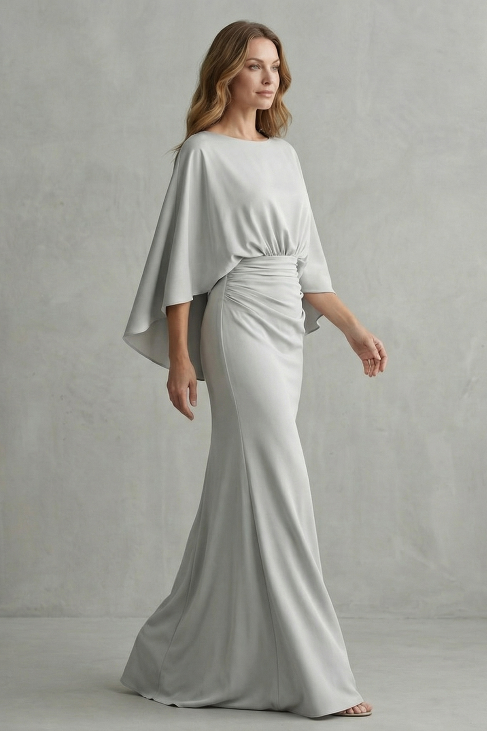 Silvarelle – Draped batwing elegance – Maxi dress