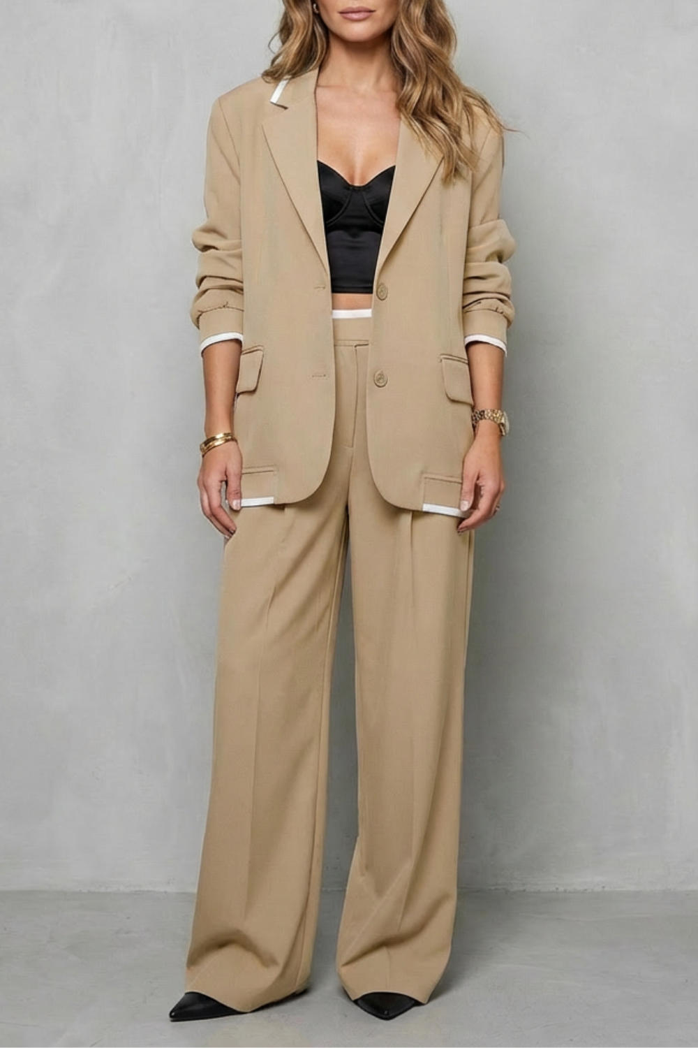 Talia – Elegant Wide-Leg Pantsuit Set – Two-Piece Power Look