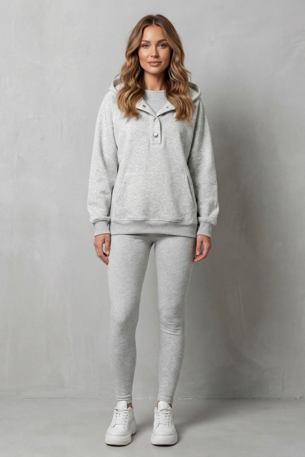 Thalina – Button detail hoodie – Cozy Relaxed Set