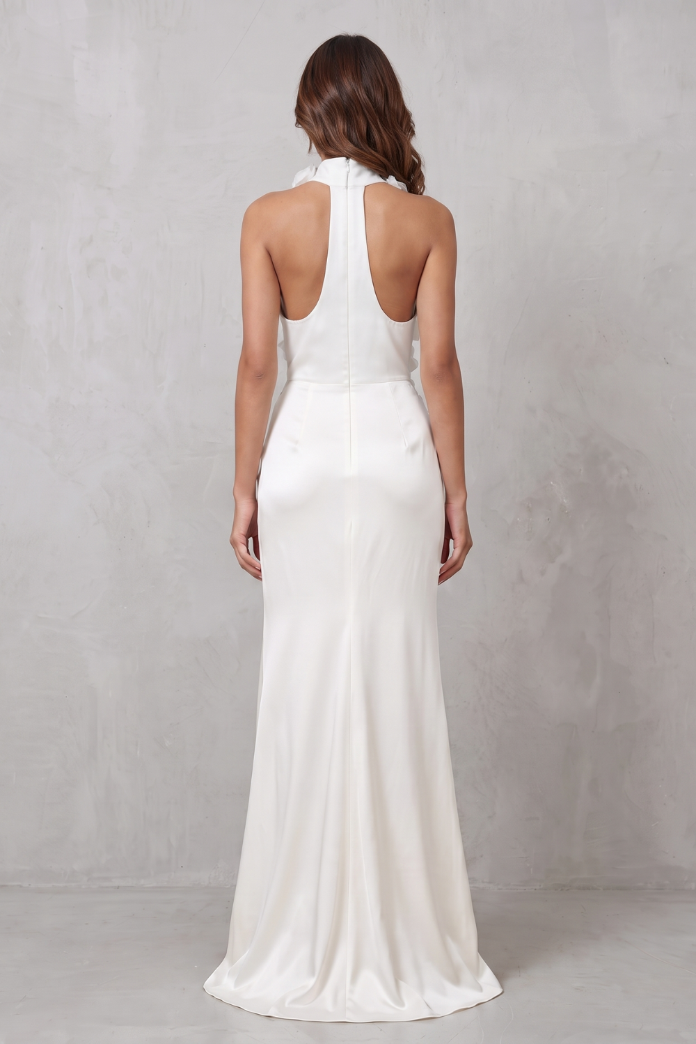 Una – Ethereal bloom – Women’s Halter Neck Flower Split Maxi Dress