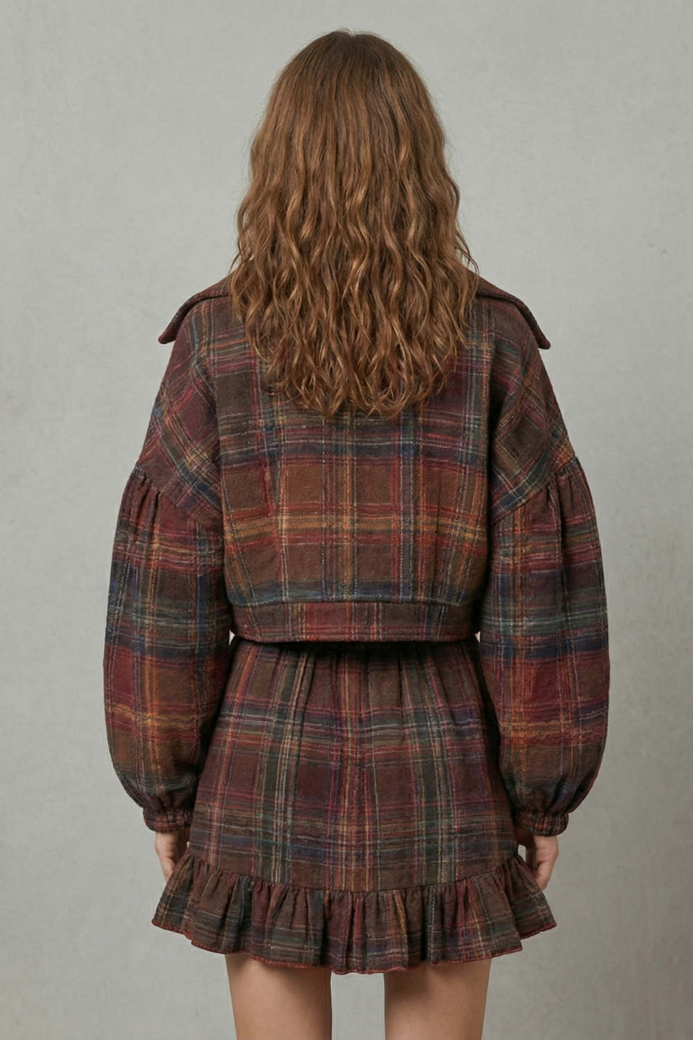 Valverine – Vintage plaid ruffle – Mini dress set