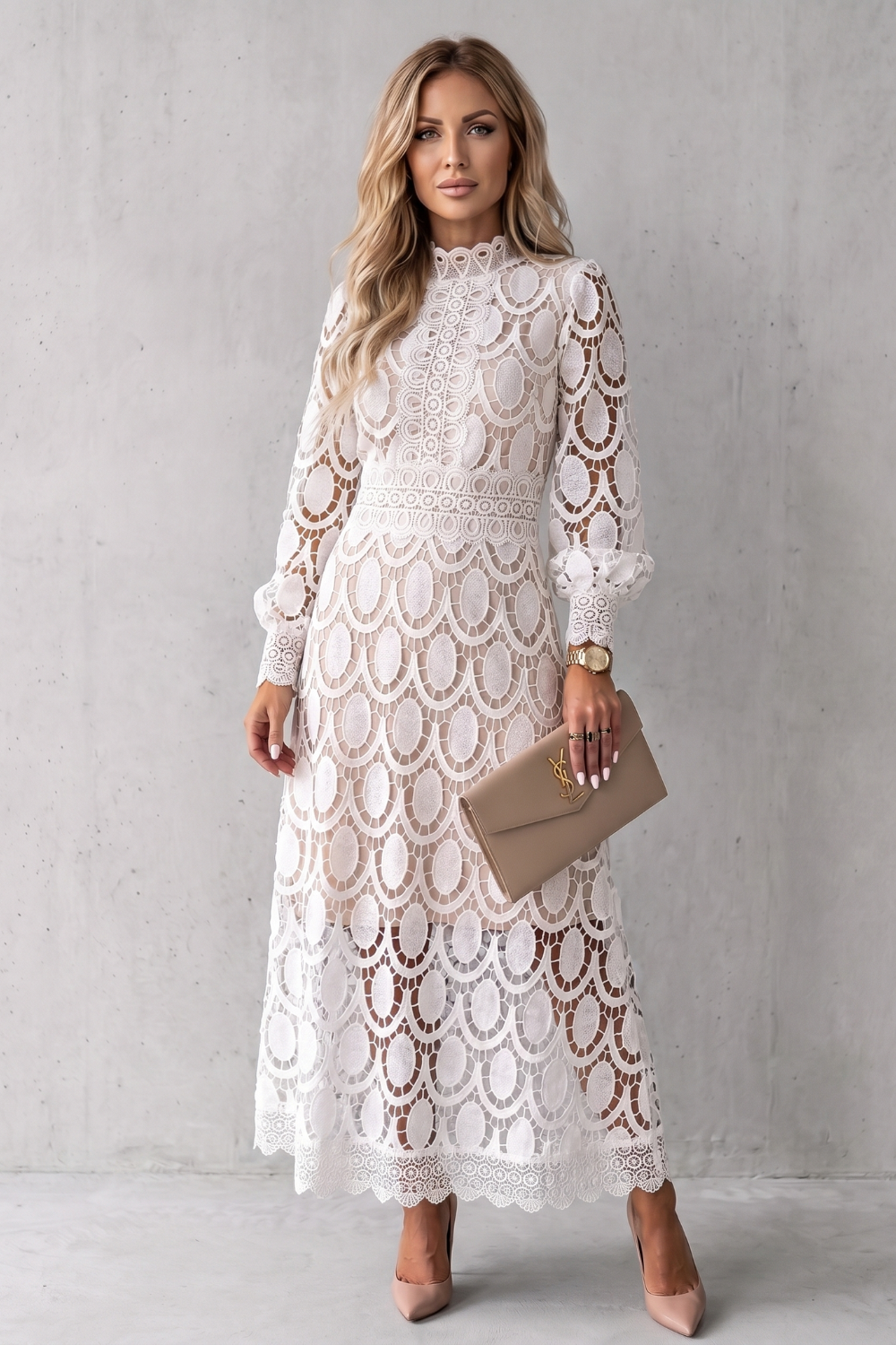 Velmira – Intricate lace elegance – Midi dress