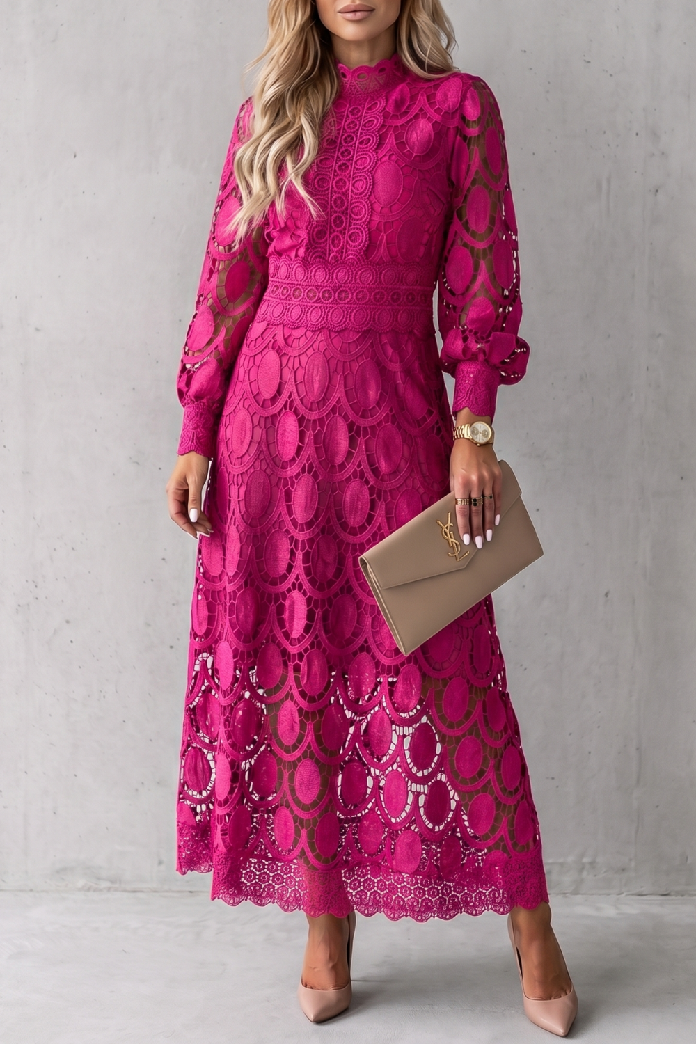 Velmira – Intricate lace elegance – Midi dress