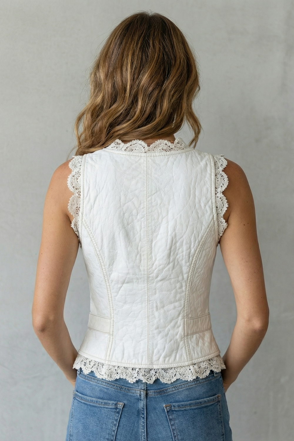 Velmira – Lace trim elegant silhouette – Button vest