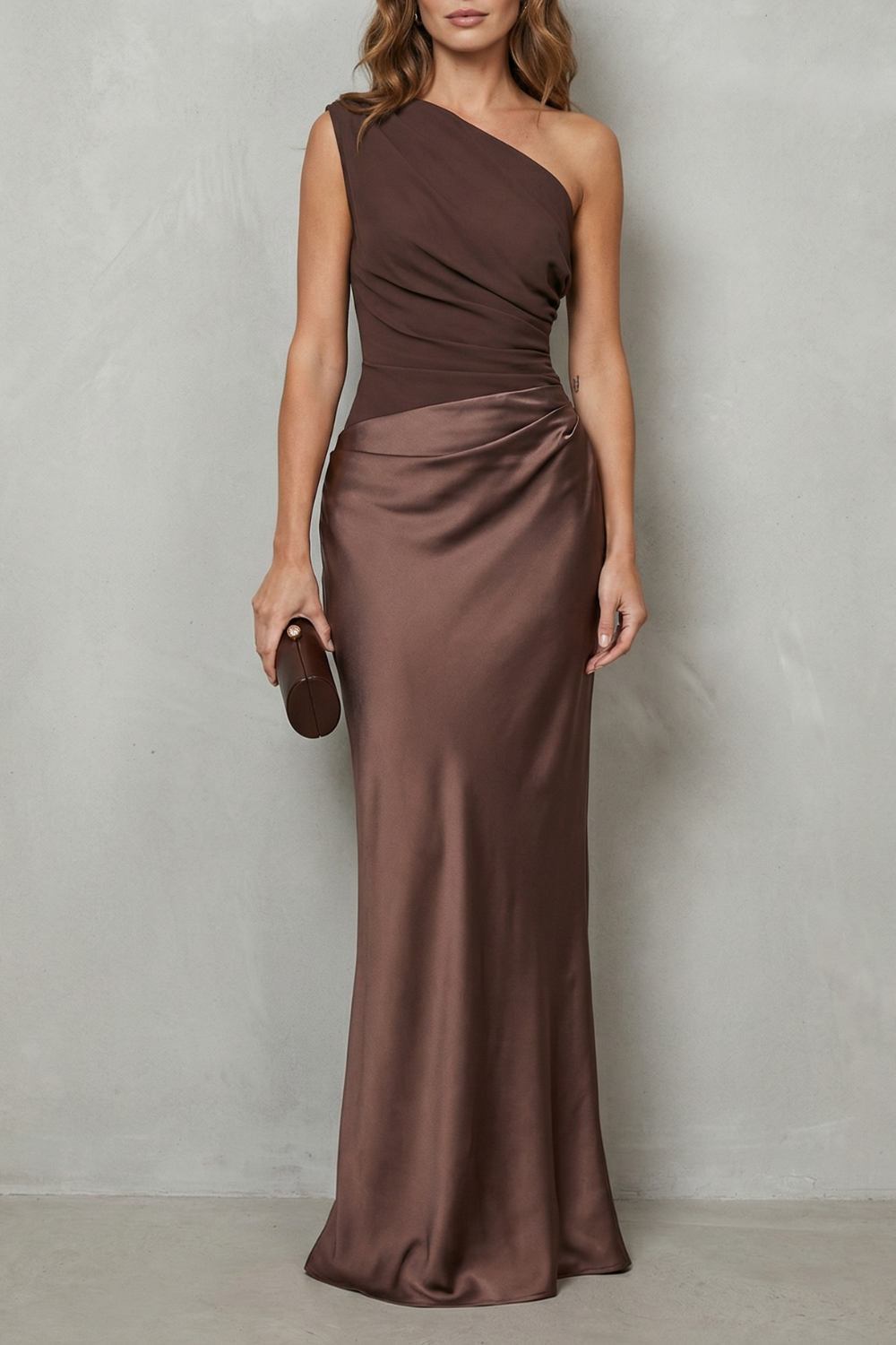Velmoura – Asymmetric satin drape – Evening gown