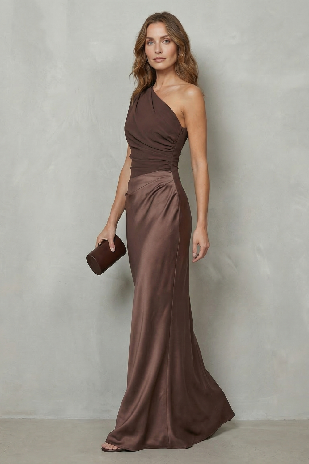 satin drape dress Velmoura – Asymmetric satin drape – Evening gown