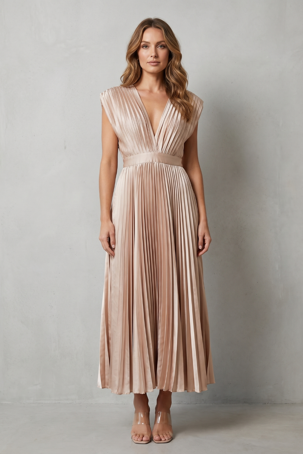 flowing midi dress Flowing midi dress with gathered detail Brown Dress