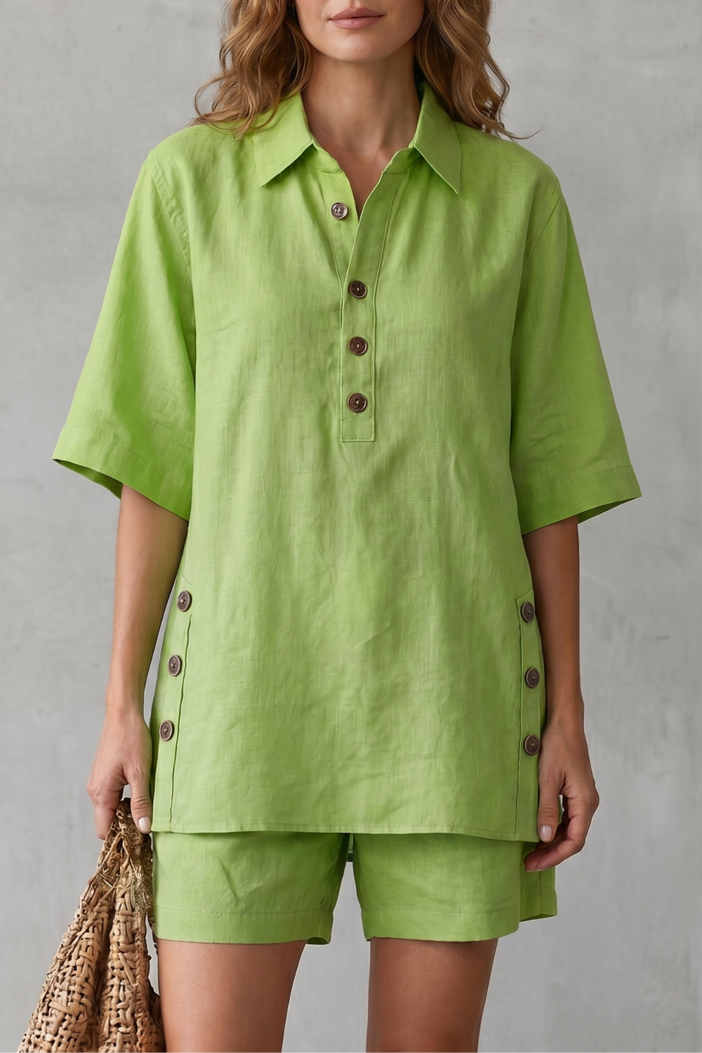 Verdelia – Relaxed button-detail comfort – Shorts set