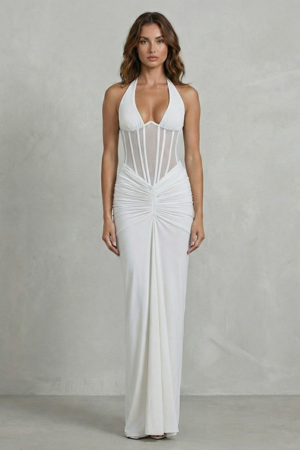 Verity – Sculpted allure – Women’s Halter Neck Corset Maxi Dress