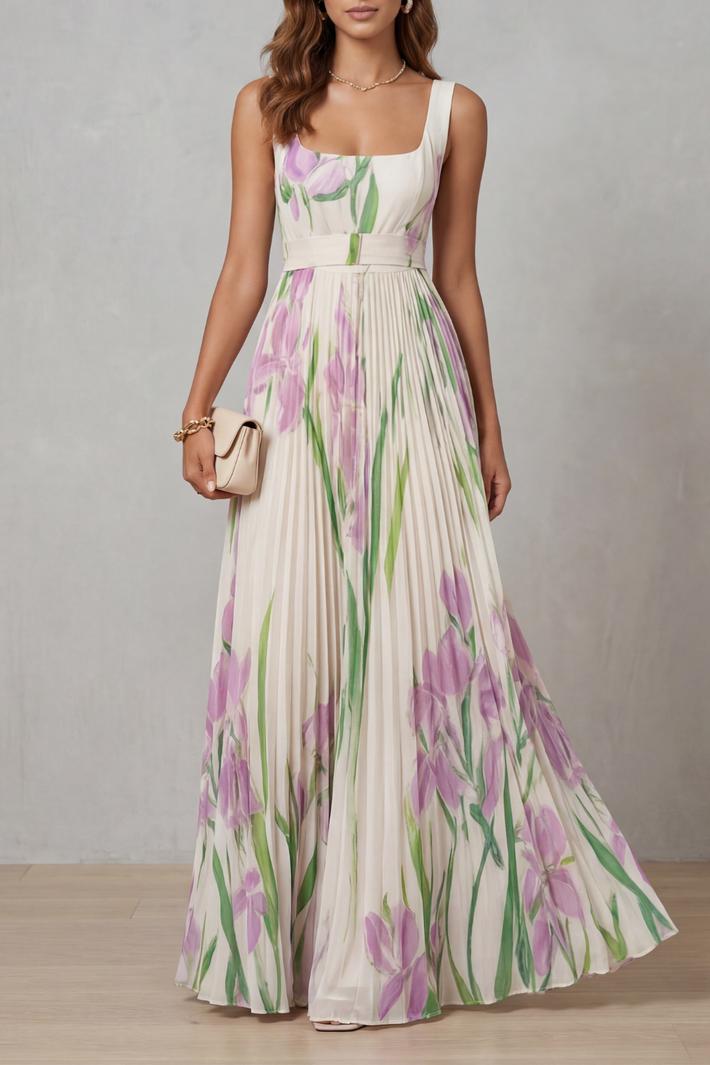 Vivienna Watercolor floral Pleated maxi dress Vivienna Watercolor floral Pleated maxi dress