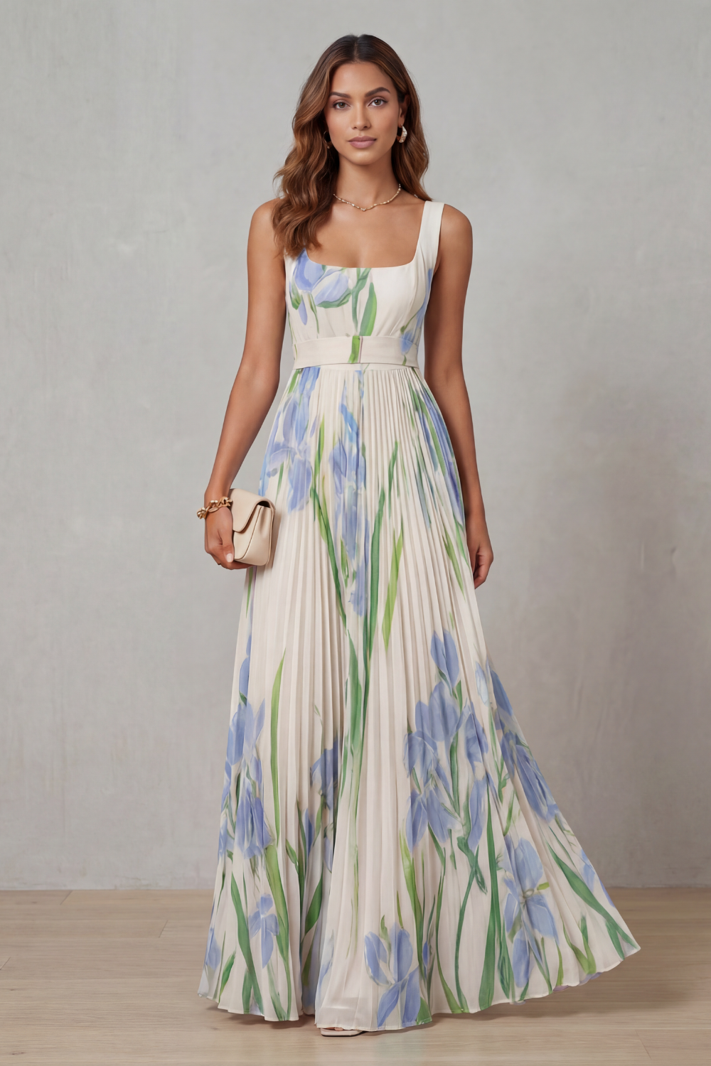 Vivienna Watercolor floral Pleated maxi dress Vivienna Watercolor floral Pleated maxi dress