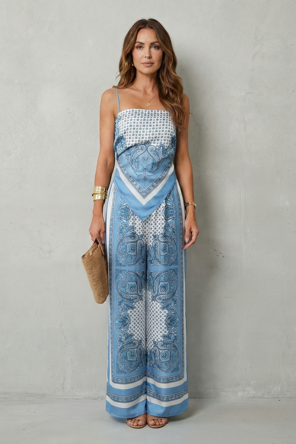 blue floral two piece dress Brenda Knit Two-Piece Set- Navy Blue Floral